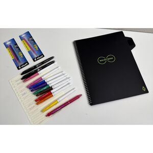 ROCKETBOOK BUNDLE LOT Reusable Planner Everlast Notebook Pilot Frixion Pens